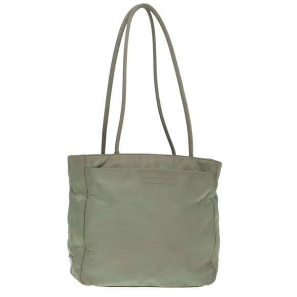 PRADA Tote Bag Nylon Khaki Silver Auth ar12536 - Picture 1 of 14